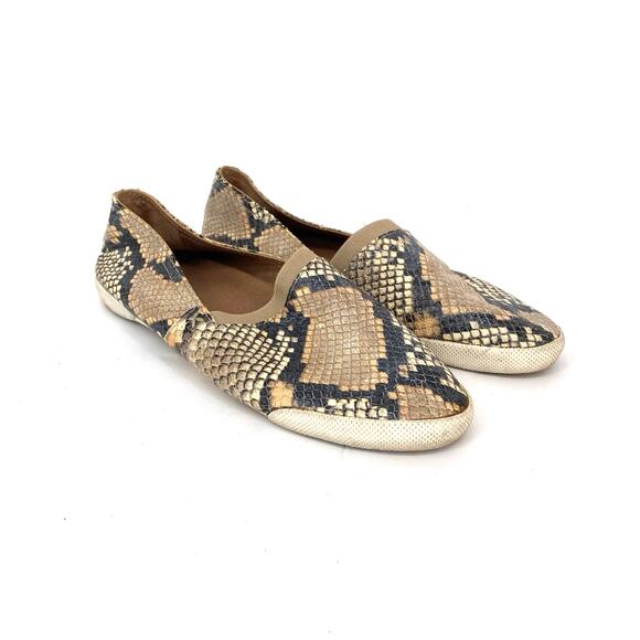 Frye Melanie Faux Snake Skin Slip On Flats Women's Size 7.5 - Picture 1 of 11